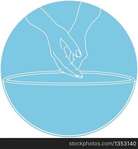 Hand washing line drawing vector of hands scrubbing above a sink