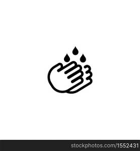 Hand washing line icon. Cleaning with water drop. Hygiene symbol. Moisturizing oil. Skin care sign. Vector on isolated white background. EPS 10.. Hand washing line icon. Cleaning with water drop. Hygiene symbol. Moisturizing oil. Skin care sign. Vector on isolated white background. EPS 10