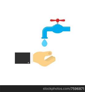 Hand washing under running water. Vector illustration .. Hand washing under running water.