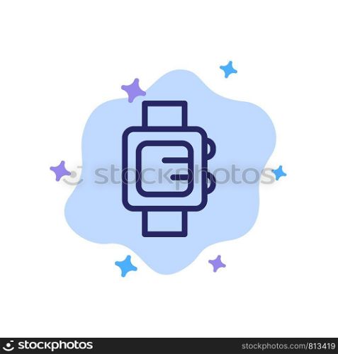Hand Watch, Clock, School Blue Icon on Abstract Cloud Background
