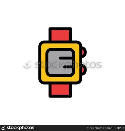 Hand Watch, Clock, School Flat Color Icon. Vector icon banner Template