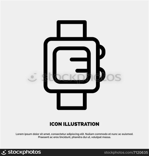 Hand Watch, Clock, School Line Icon Vector
