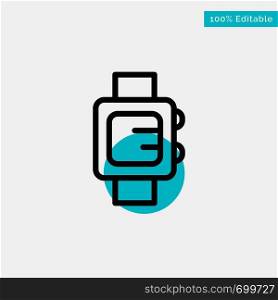 Hand Watch, Clock, School turquoise highlight circle point Vector icon
