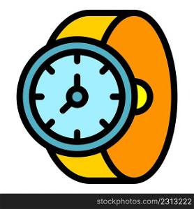 Hand watch icon. Outline hand watch vector icon color flat isolated. Hand watch icon color outline vector