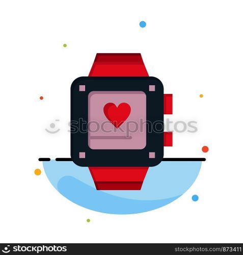 Hand watch, Love, Heart, Wedding Abstract Flat Color Icon Template