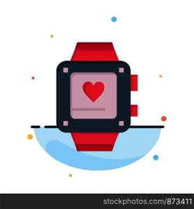 Hand watch, Love, Heart, Wedding Abstract Flat Color Icon Template
