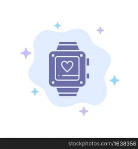 Hand watch, Love, Heart, Wedding Blue Icon on Abstract Cloud Background