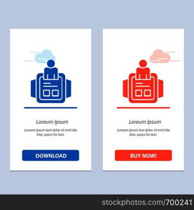 Hand Watch, Man, Time, Technology Blue and Red Download and Buy Now web Widget Card Template