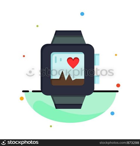 Hand watch, Watch, Love, Heart Abstract Flat Color Icon Template