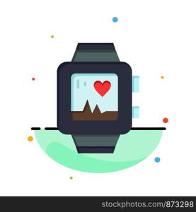 Hand watch, Watch, Love, Heart Abstract Flat Color Icon Template