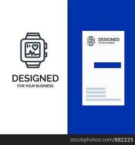 Hand watch, Watch, Love, Heart Grey Logo Design and Business Card Template