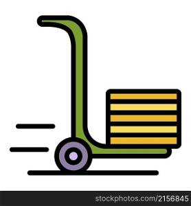 Hand wheel truck icon. Outline hand wheel truck vector icon color flat isolated. Hand wheel truck icon color outline vector
