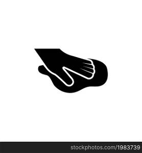 Hand Wiping and Cloth, Cleaning. Flat Vector Icon illustration. Simple black symbol on white background. Hand Wiping and Cloth, Cleaning sign design template for web and mobile UI element. Hand Wiping and Cloth, Cleaning Flat Vector Icon
