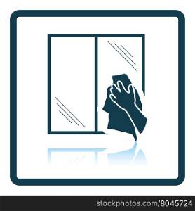 Hand wiping window icon. Shadow reflection design. Vector illustration.