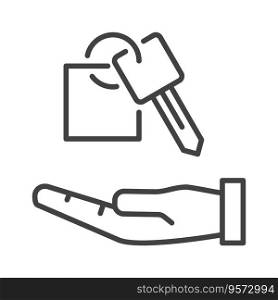 Hand with car key rental concept outline icon vector image