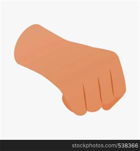Hand with clenched fist icon in isometric 3d style on a white background. Hand with clenched fist icon, isometric 3d style