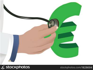 hand with euro symbol stethoscope. hand with euro symbol stethoscope hand with euro symbol stethoscope