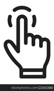Hand with finger touching screen. Touch here sign. Vector illustration. Hand with finger touching screen. Touch here sign