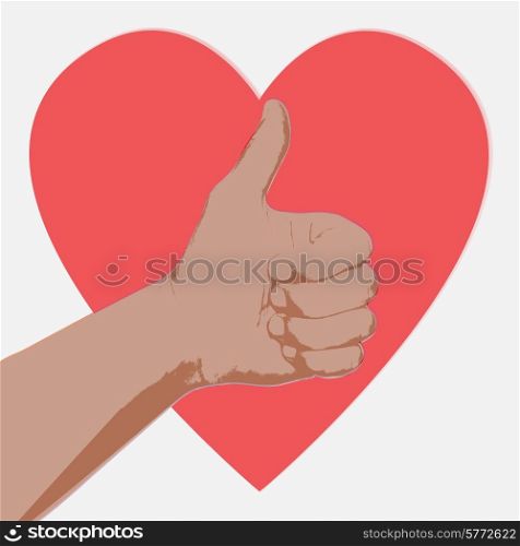 Hand with heart, abstract vector illustration