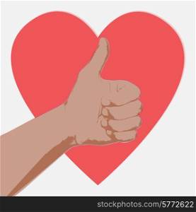 Hand with heart, abstract vector illustration