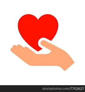 Hand with heart new icon, two-tone silhouette, isolated on white background, vector illustration for your design.. Hand with heart new icon, two-tone silhouette,