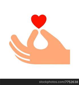 Hand with heart new icon, two-tone silhouette, isolated on white background, vector illustration for your design.. Hand with heart new icon, two-tone silhouette,