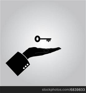 hand with keys icon. hand with keys icon on the white background