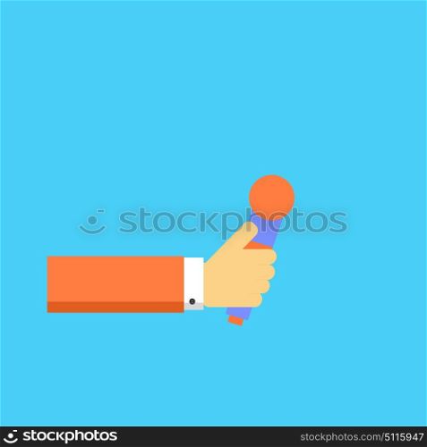 Hand with microphone. Vector illustration.