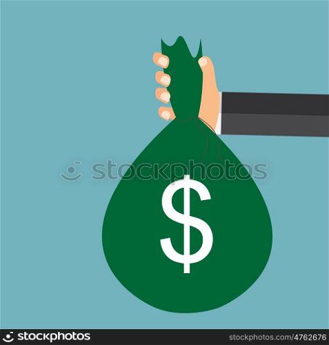 Hand with Money Bag Modern Flat Concept Background Vector Illustration EPS10. Hand with Money Bag Modern Flat Concept Background Vector Illust