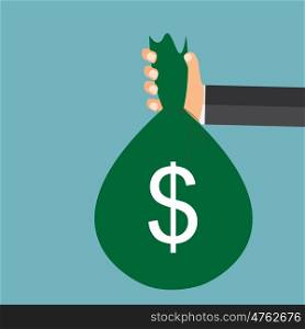 Hand with Money Bag Modern Flat Concept Background Vector Illustration EPS10. Hand with Money Bag Modern Flat Concept Background Vector Illust