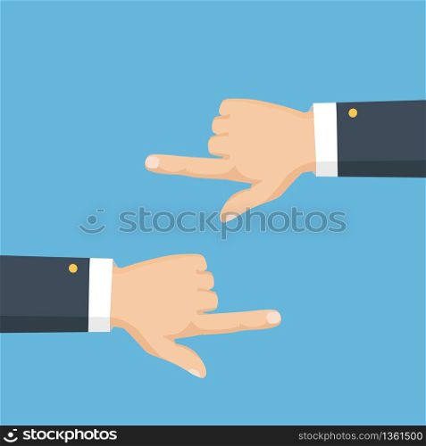 Hand with pointing finger left and right side. Flat style. Vector illustration. Flat style. Vector illustration. Hand with pointing finger left and right side.