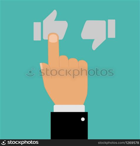 hand with pointing finger on thumb up down