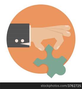 Hand with puzzle , eps10 vector format
