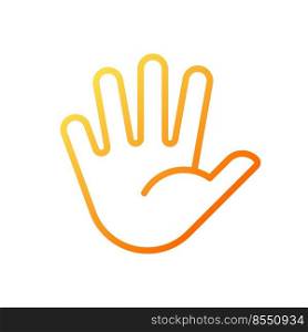 Hand with splayed fingers pixel perfect gradient linear vector icon. Non verbal communication. Body language. Thin line color symbol. Modern style pictogram. Vector isolated outline drawing. Hand with splayed fingers pixel perfect gradient linear vector icon