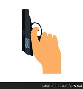 Hand with starting pistol flat icon isolated on white background. Starting pistol flat icon