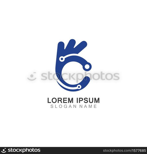 Hand with technology logo inspiration creative design template