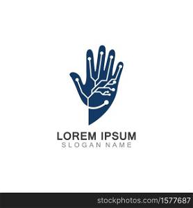 Hand with technology logo inspiration creative design template