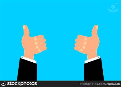 Hand with thumb up. Colored picture. Winner gesture. Positive sign. Flat icon. Vector illustration. Stock image. EPS 10.. Hand with thumb up. Colored picture. Winner gesture. Positive sign. Flat icon. Vector illustration. Stock image.