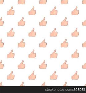 Hand with thumb up pattern. Cartoon illustration of hand with thumb up vector pattern for web. Hand with thumb up pattern, cartoon style