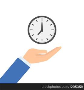 hand with time in flat style, vector illustration. hand with time in flat style, vector