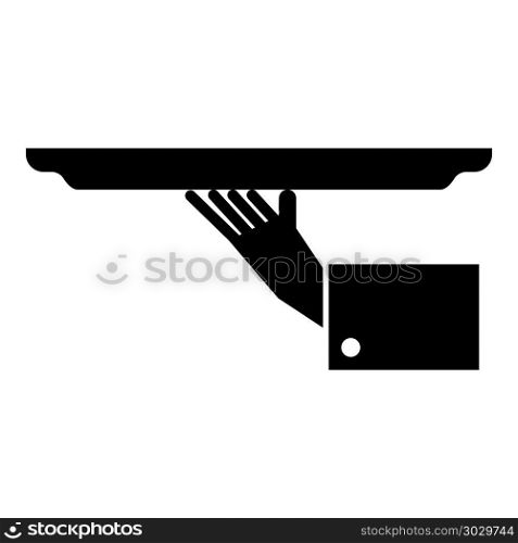 Hand with tray icon black color vector illustration flat style simple image