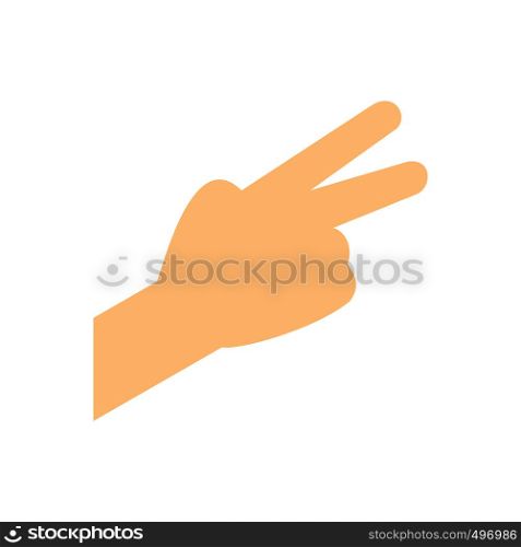 Hand with two fingers flat icon isolated on white background. Hand with two fingers flat icon