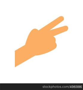 Hand with two fingers flat icon isolated on white background. Hand with two fingers flat icon