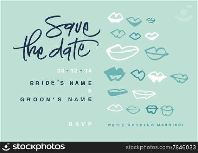 Hand-written Save the Date with kisses