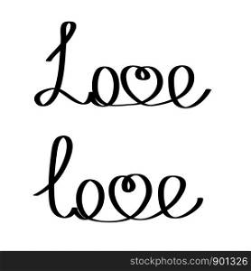 Hand writting word love lettering on white for your design, stock vector illustration