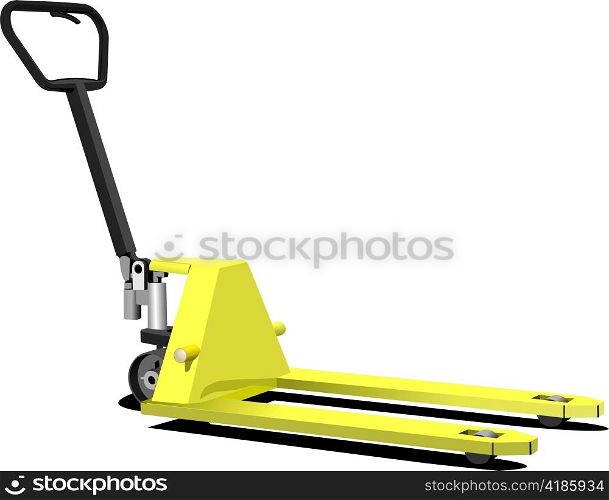 Hand yellow pallet truck. Forklift. Vector illustration