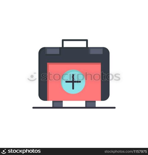 Handbag, Bag, Health bag, Medical Flat Color Icon. Vector icon banner Template