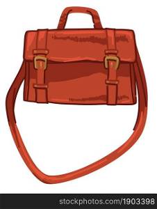 Handbag design for women, stylish accessory for carrying personal belongings, handle and straps, clasps and decor. Fashion and trends in clothing and outfit. Vector in flat style illustration. Fashionable bag design with straps and clasps