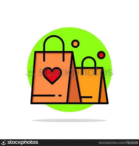 Handbag, Love, Heart, Wedding Abstract Circle Background Flat color Icon
