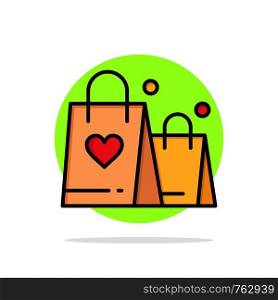 Handbag, Love, Heart, Wedding Abstract Circle Background Flat color Icon